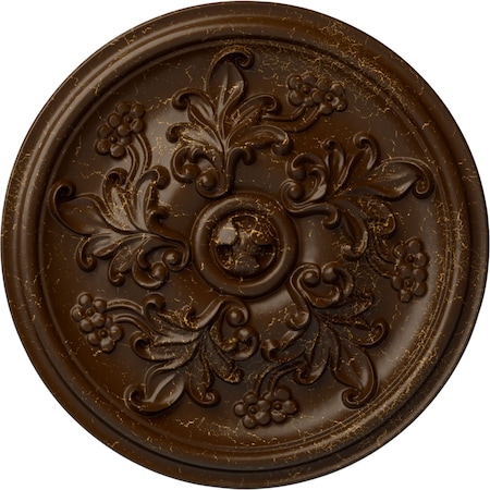 Ekena Millwork Katheryn Ceiling Medallion (Fits Canopies up to 2 1/8"), 14 1/2"OD x 2 3/4"P, Root Beer Crackle CM14KTRBC